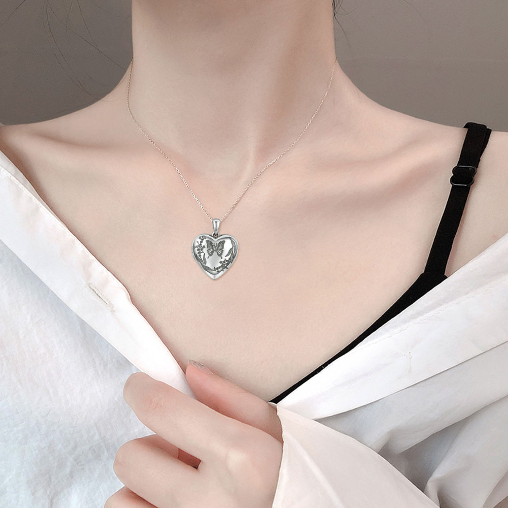 Sterling Silver Personalized Classic Name & Heart Pendant Necklace-6