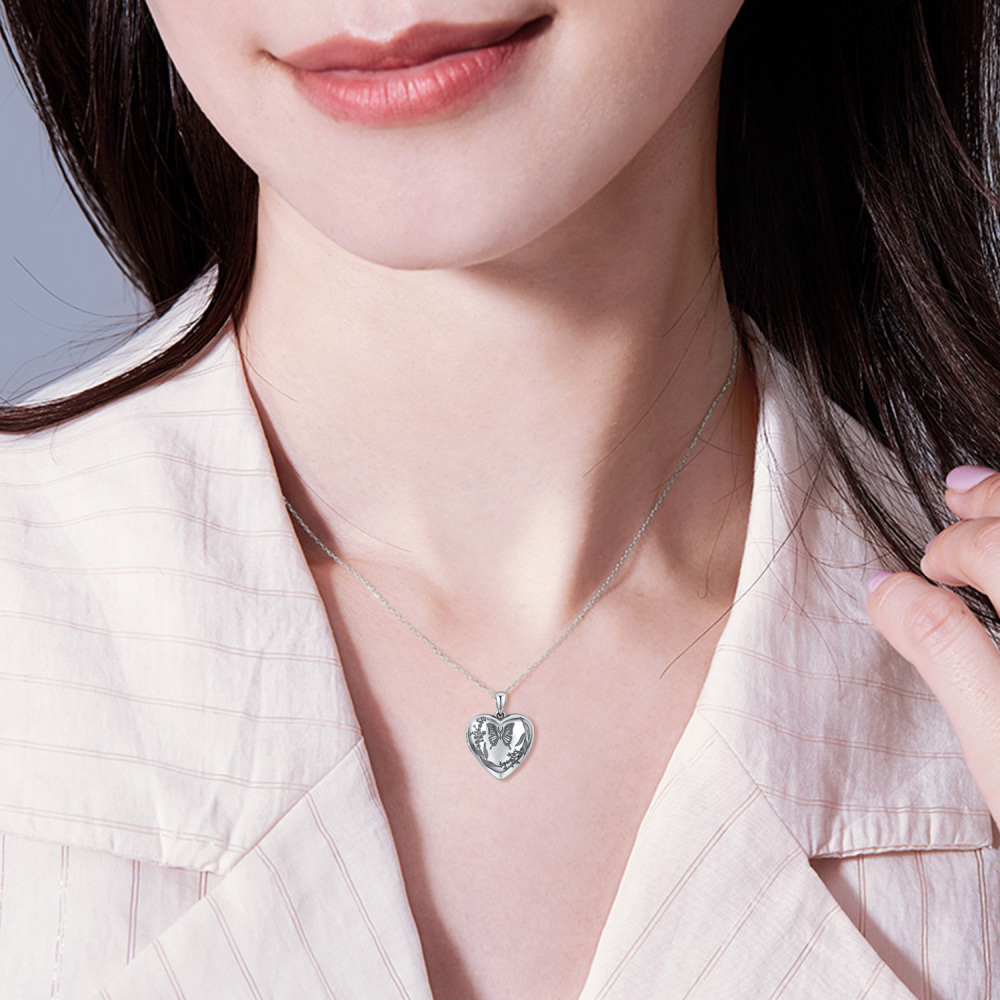 Sterling Silver Personalized Classic Name & Heart Pendant Necklace-7