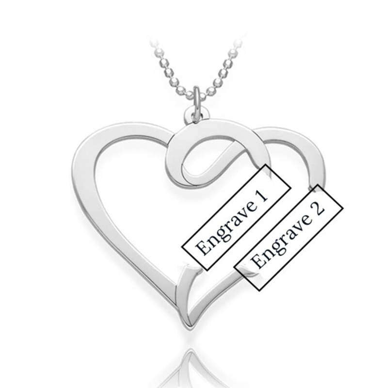 Colar de prata esterlina com nome clássico personalizado e pingente de coração-3