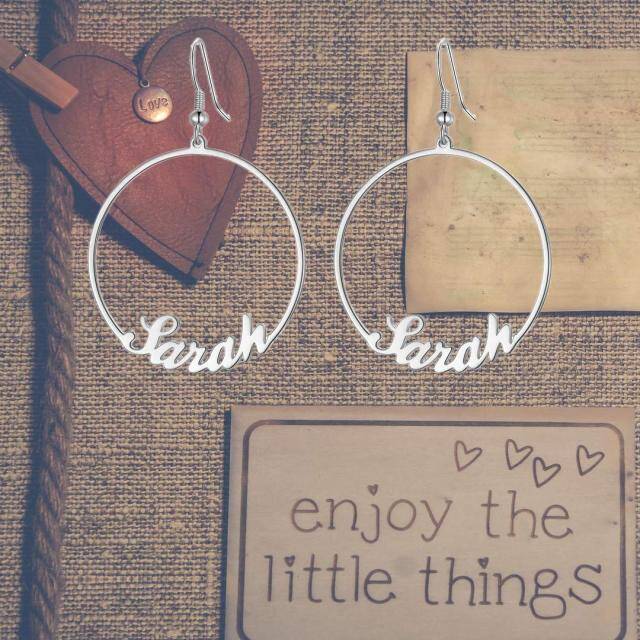 Sterling Silver Personalized Classic Name Hoop Earrings-6