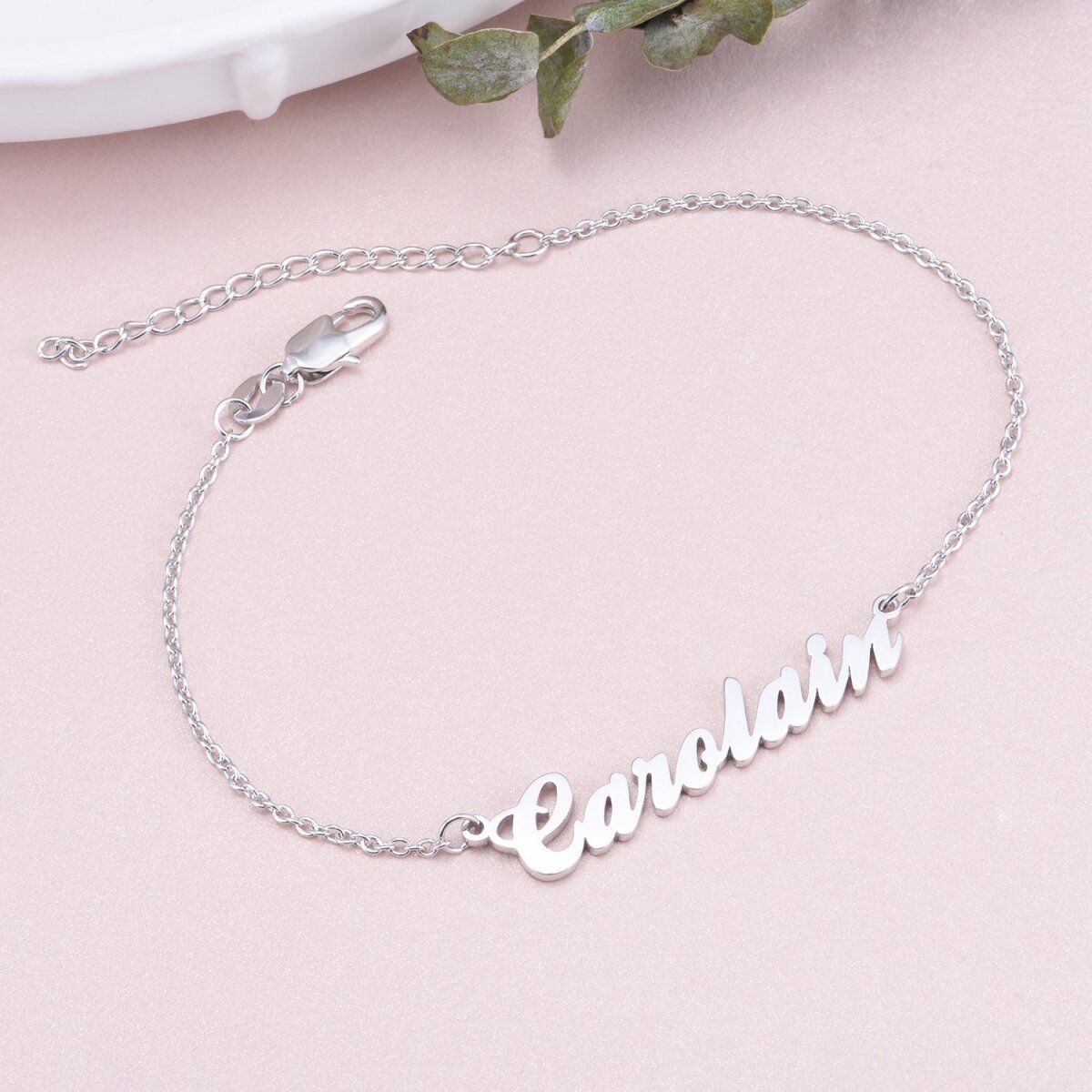 Sterling Silver with Rose Gold Plated Personalized Classic Name Charm Bracelet-3