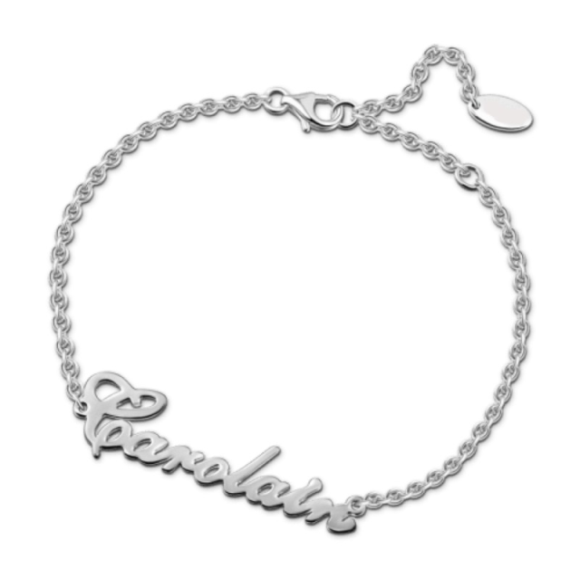 Sterling Silver Personalized Classic Name Pendant Bracelet-1