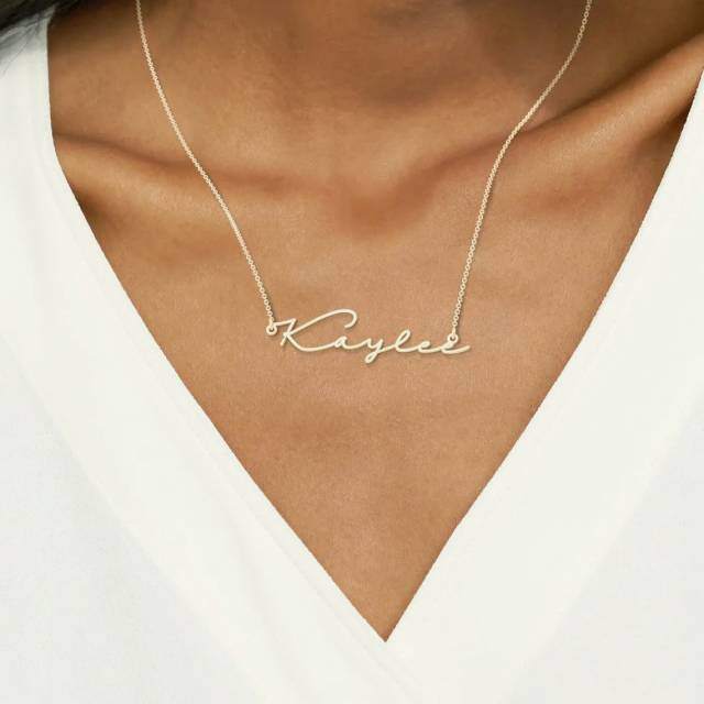 Sterling Silver Personalized Classic Name Pendant Necklace-2