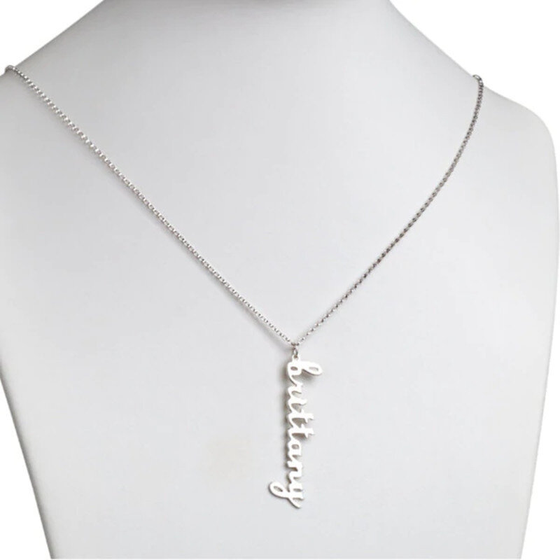 Sterling Silver Personalized Classic Name Pendant Necklace-3