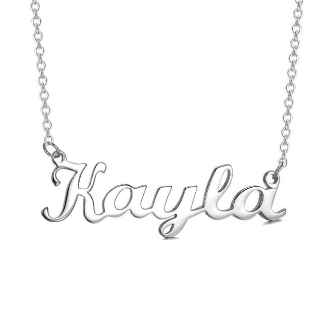 Collar Colgante con Nombre Clásico Personalizado en Plata de Ley-1