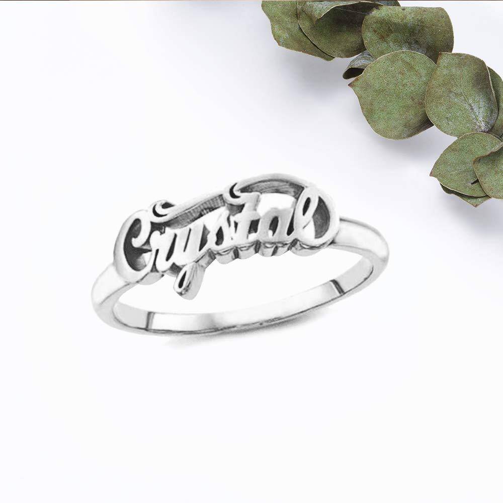 Sterling Silver Personalized Classic Name Ring for Women-3