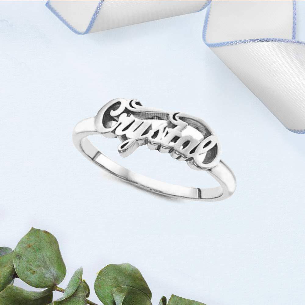 Sterling Silver Personalized Classic Name Ring for Women-4