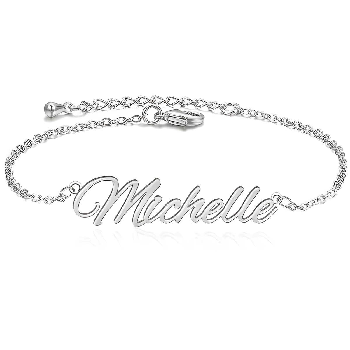 Bracelet de cheville monocouche personnalisé en argent sterling avec nom classique-1