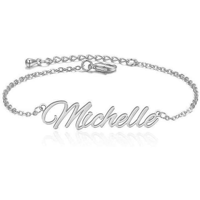 Sterling Silver Personalized Classic Name Single Layer Anklet-2