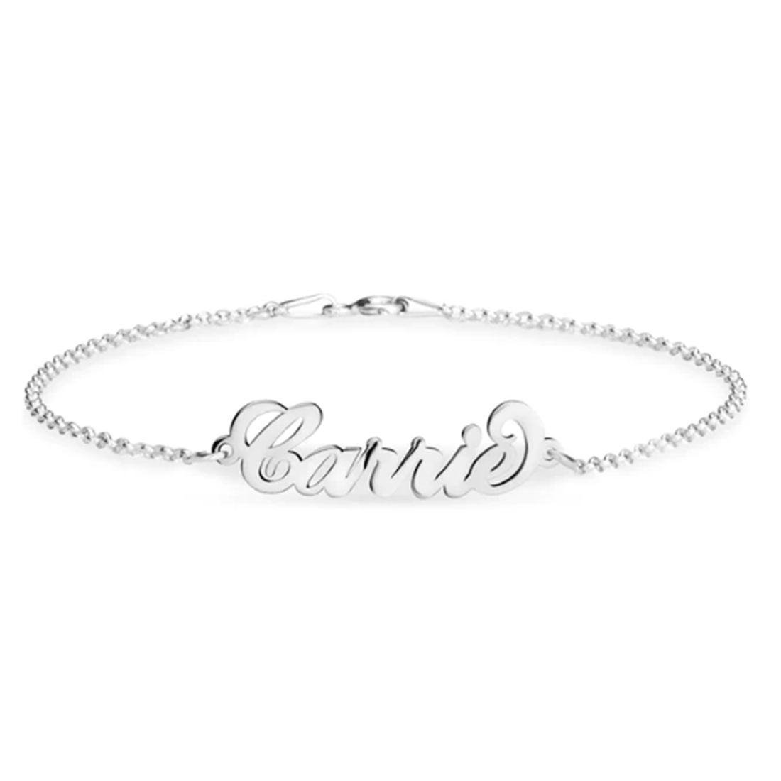 Sterling Silver Personalized Classic Name Single Layer Charm Anklet-1