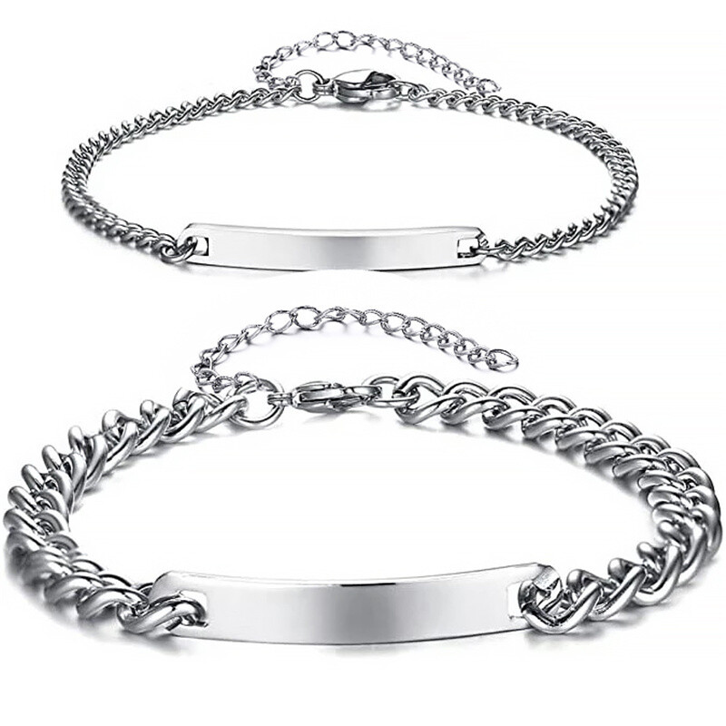 Bracelet en argent sterling avec gravure personnalisée et identification des barres-1