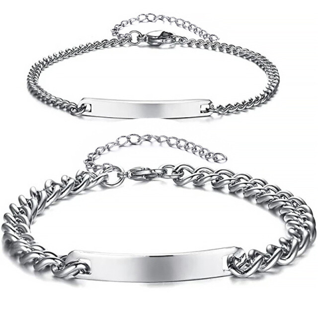 Bracelet en argent sterling avec gravure personnalisée et identification des barres-1