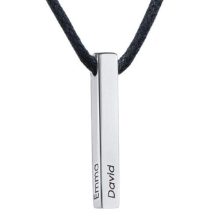 Sterling Silver Customized Engraving Bar Necklace For Women Men-36