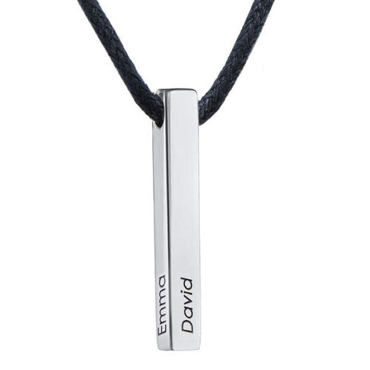 Sterling Silver Customized Engraving Bar Necklace For Women Men