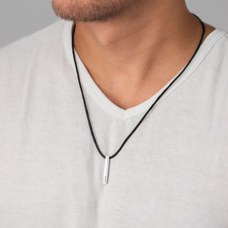 Personalisierte Gravur-Stab-Halskette aus Sterlingsilber für Damen und Herren-2