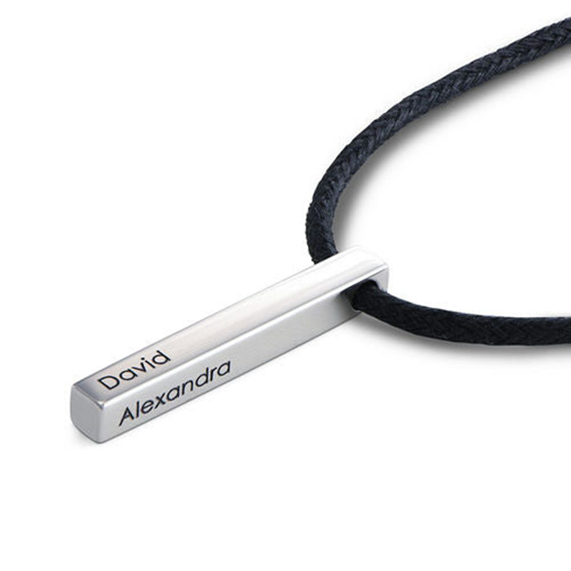 Personalisierte Gravur-Stab-Halskette aus Sterlingsilber für Damen und Herren-5