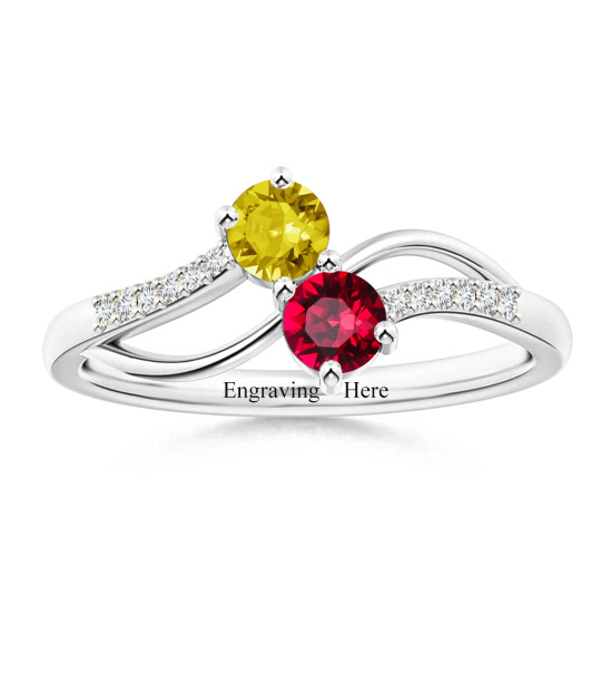 Sterling Silver Personalized Engraving & Personalized Birthstone Ring