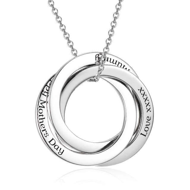 Sterling Silver Personalized Engraving Circle Pendant Necklace-1