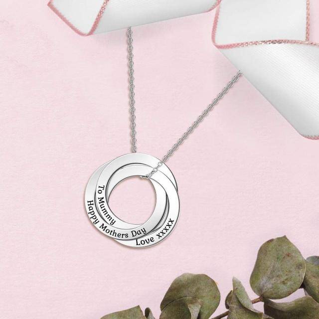 Collana con ciondolo a cerchio con incisione personalizzata in argento sterling-2