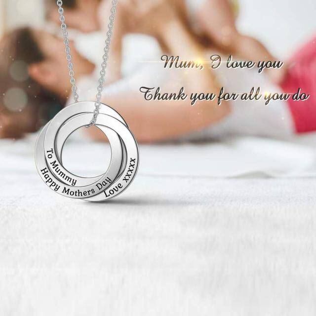 Collana con ciondolo a cerchio con incisione personalizzata in argento sterling-5