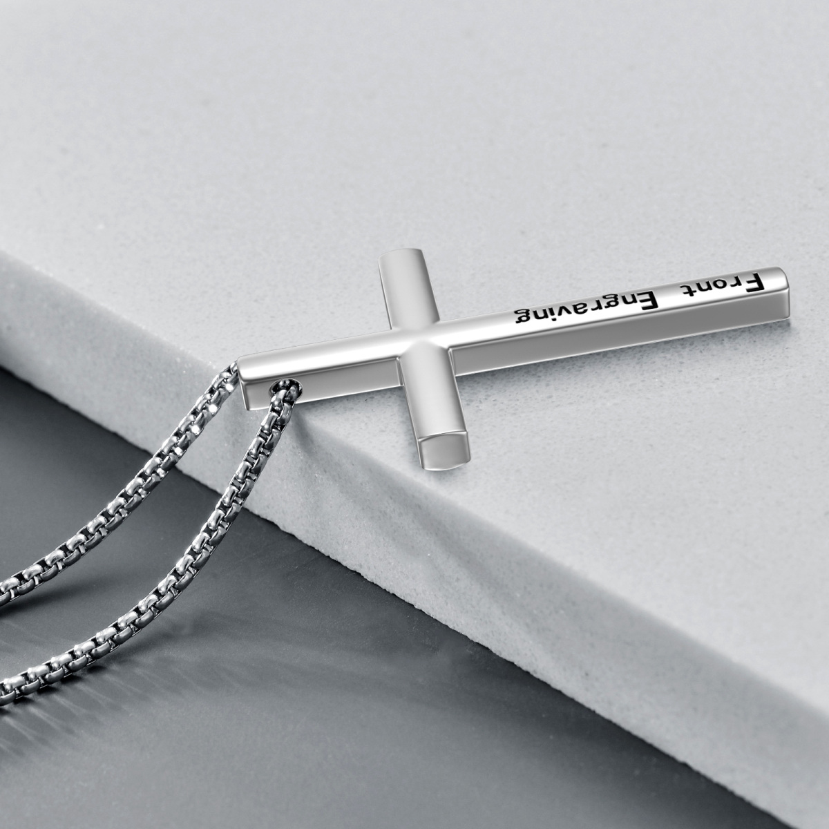 Sterling Silver Personalized Engraving & Cross Pendant Necklace-4