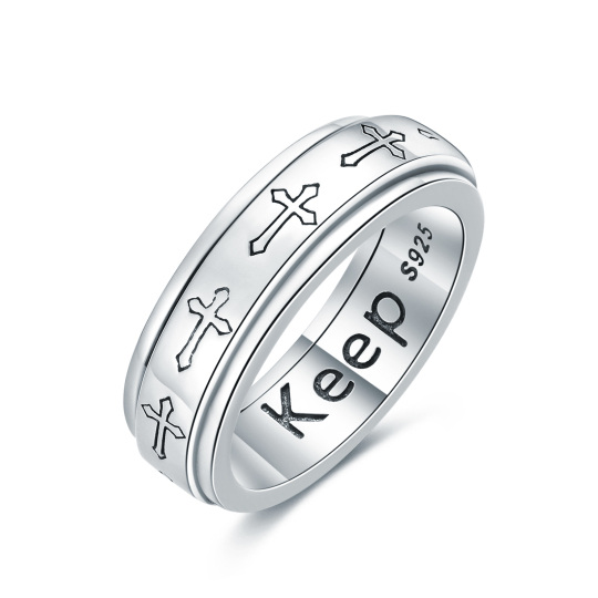 Sterling Silver Personalized Engraving & Cross Ring