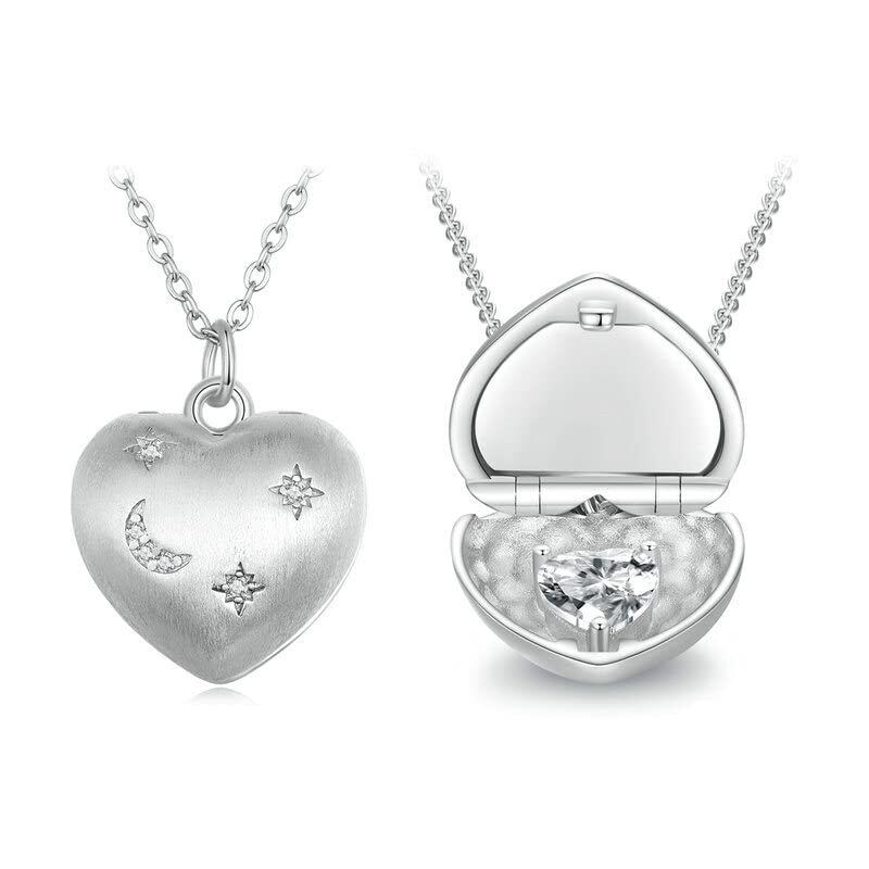 Collier pendentif coeur gravure personnalisée en argent sterling-1