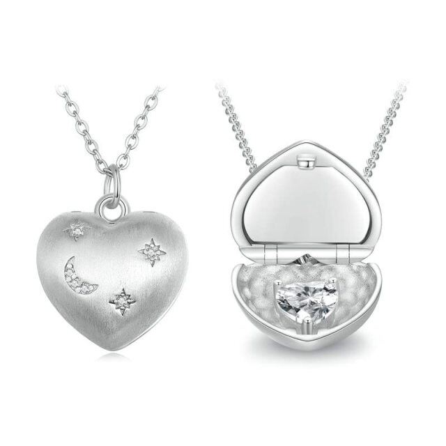 Collana con ciondolo a cuore con incisione personalizzata in argento sterling-1