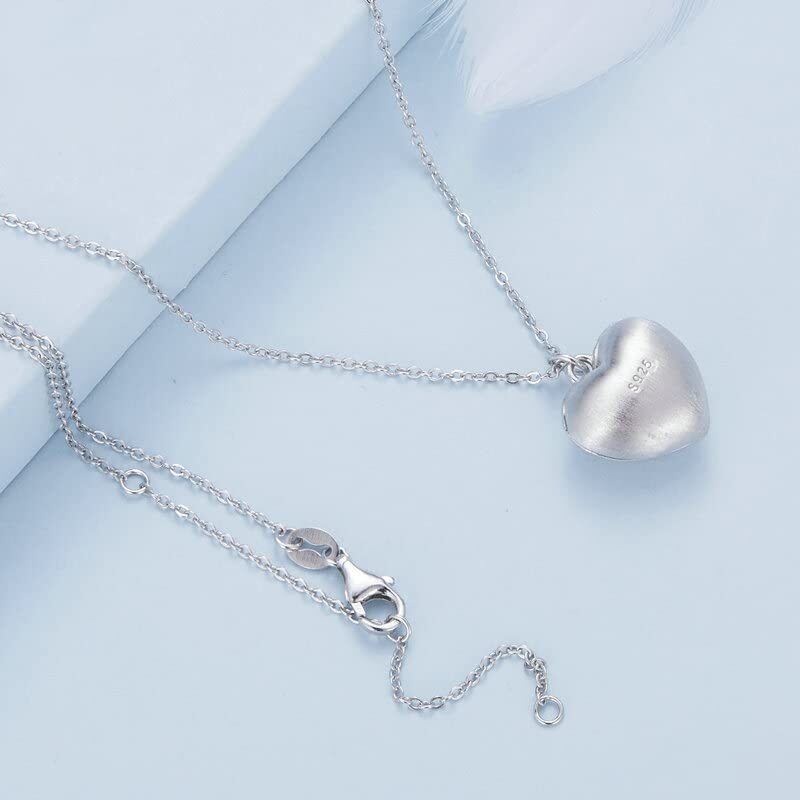 Sterling Silver Personalized Engraving & Heart Pendant Necklace-4