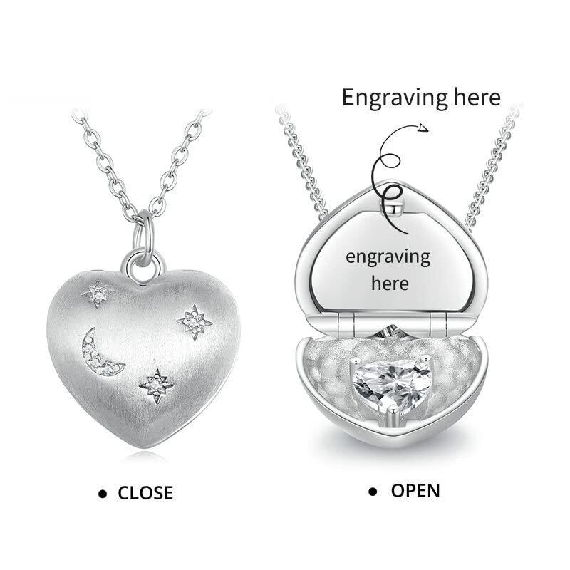 Collier pendentif coeur gravure personnalisée en argent sterling-6