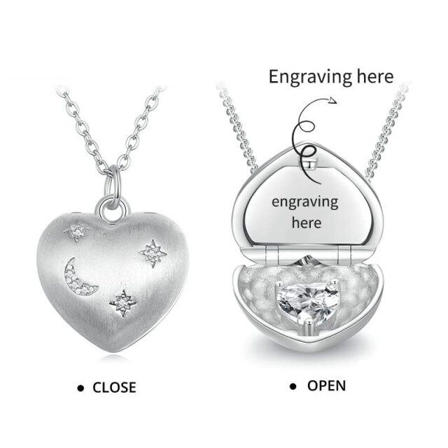 Sterling Silver Personalized Engraving & Heart Pendant Necklace-6