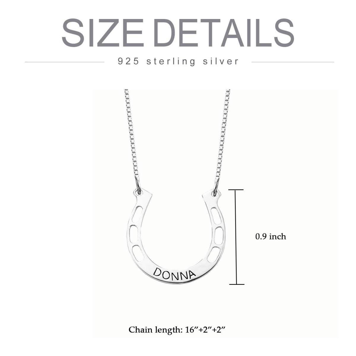 Sterling Silver Personalized Engraving & Horseshoe Pendant Necklace-6