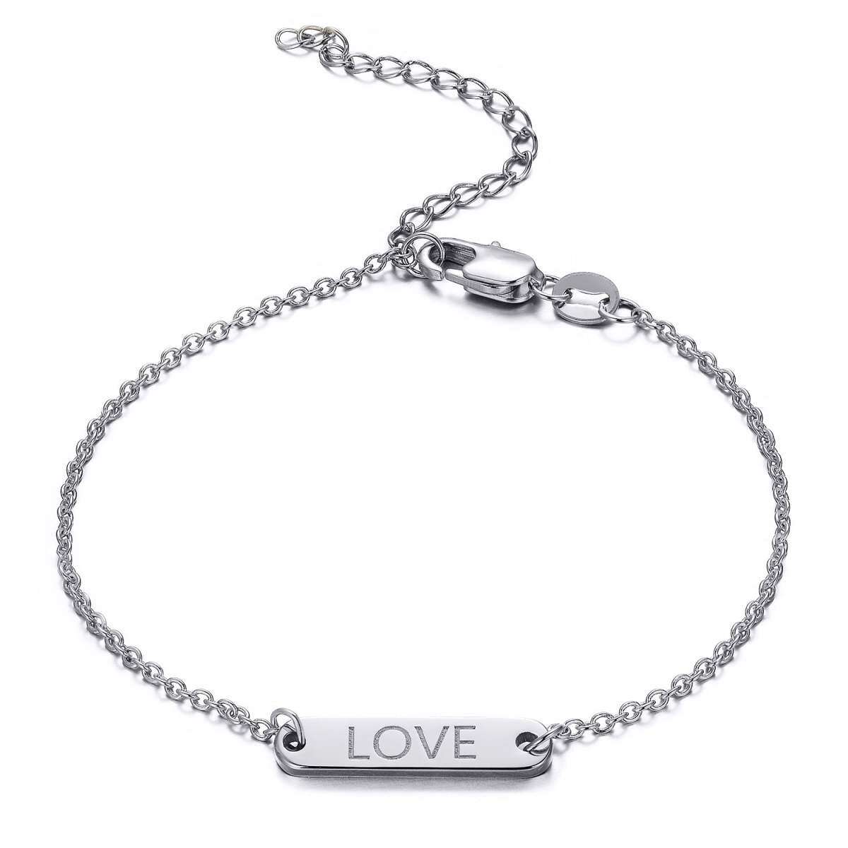 Sterling Silver Personalized Engraving Identification Bracelet-1