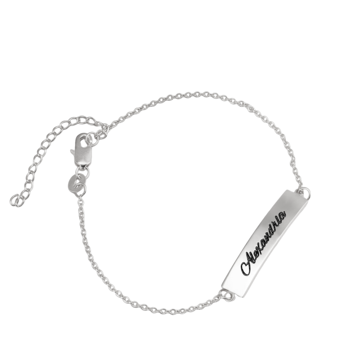 Sterling Silver Personalized Engraving Identification Bracelet for Women-1