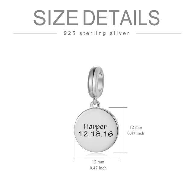 Sterling Silver Personalized Engraving Name Round Disc Dangle Charm for Bracelet-5