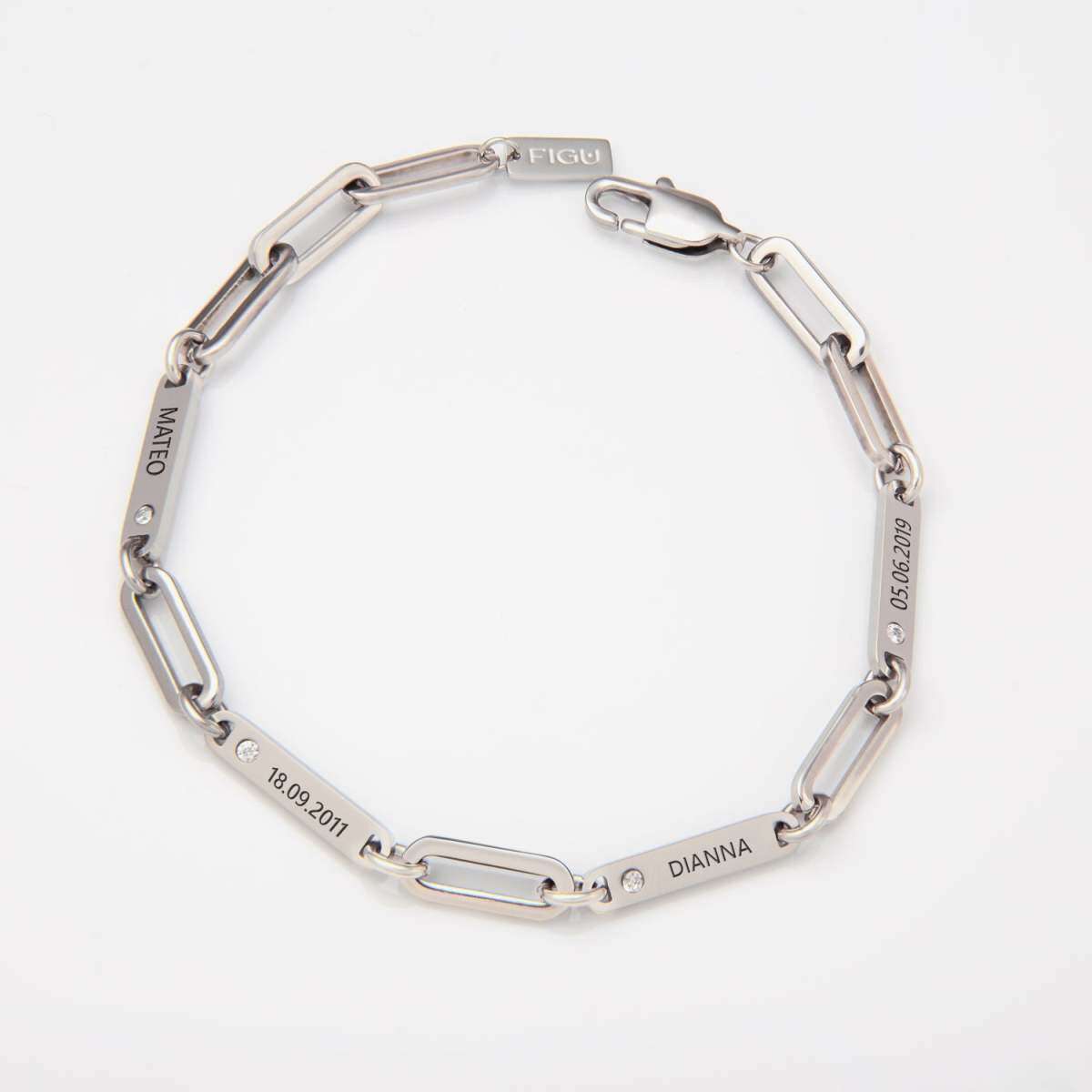 Sterling Silber Personalisierte Gravur Büroklammer Kette Armband-2