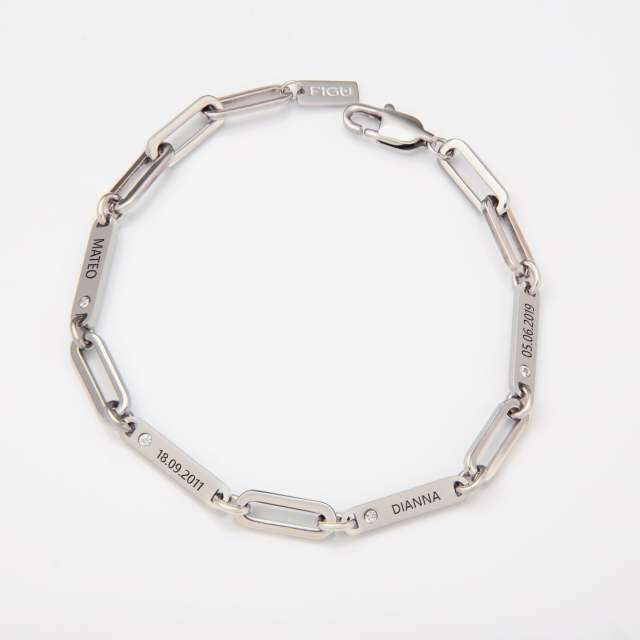 Bracciale a catena con graffetta in argento 925 con incisione personalizzata-2