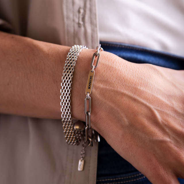 Bracelet en argent sterling avec trombones et gravure personnalisée-4