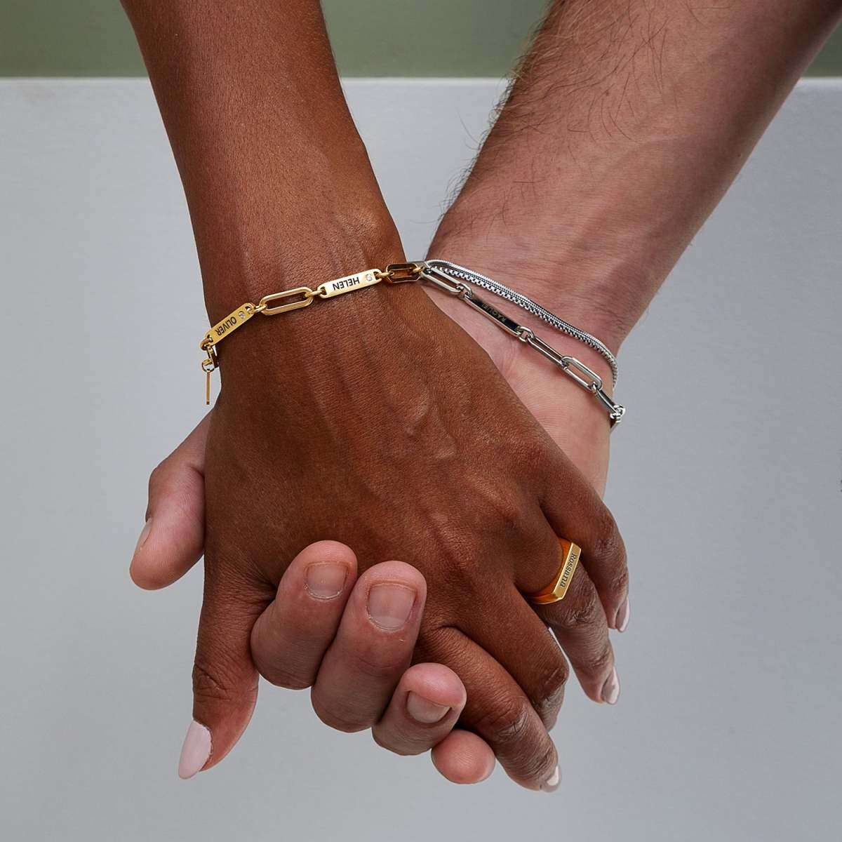 Bracelet en argent sterling avec trombones et gravure personnalisée-6