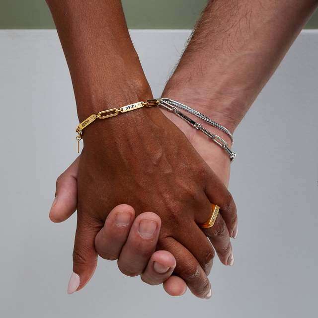 Bracelet en argent sterling avec trombones et gravure personnalisée-6