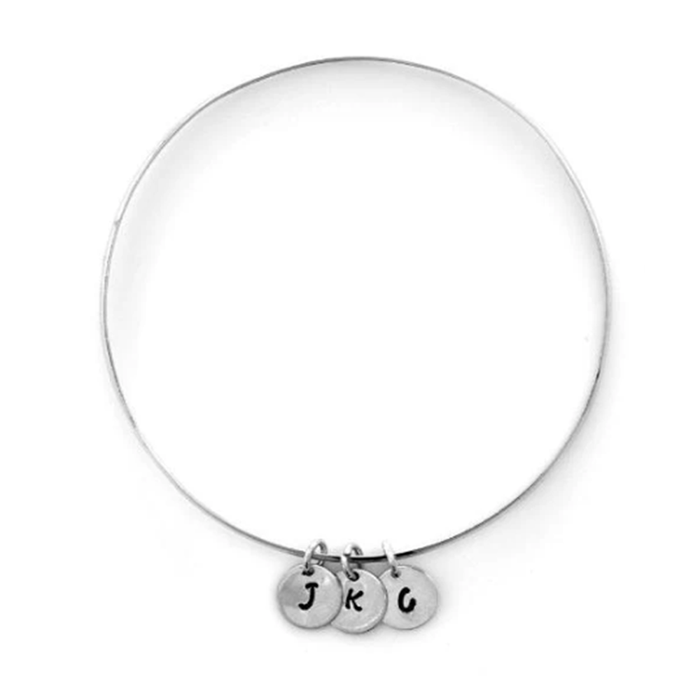 Pulsera con colgante grabado personalizado en plata de ley para mujer-1