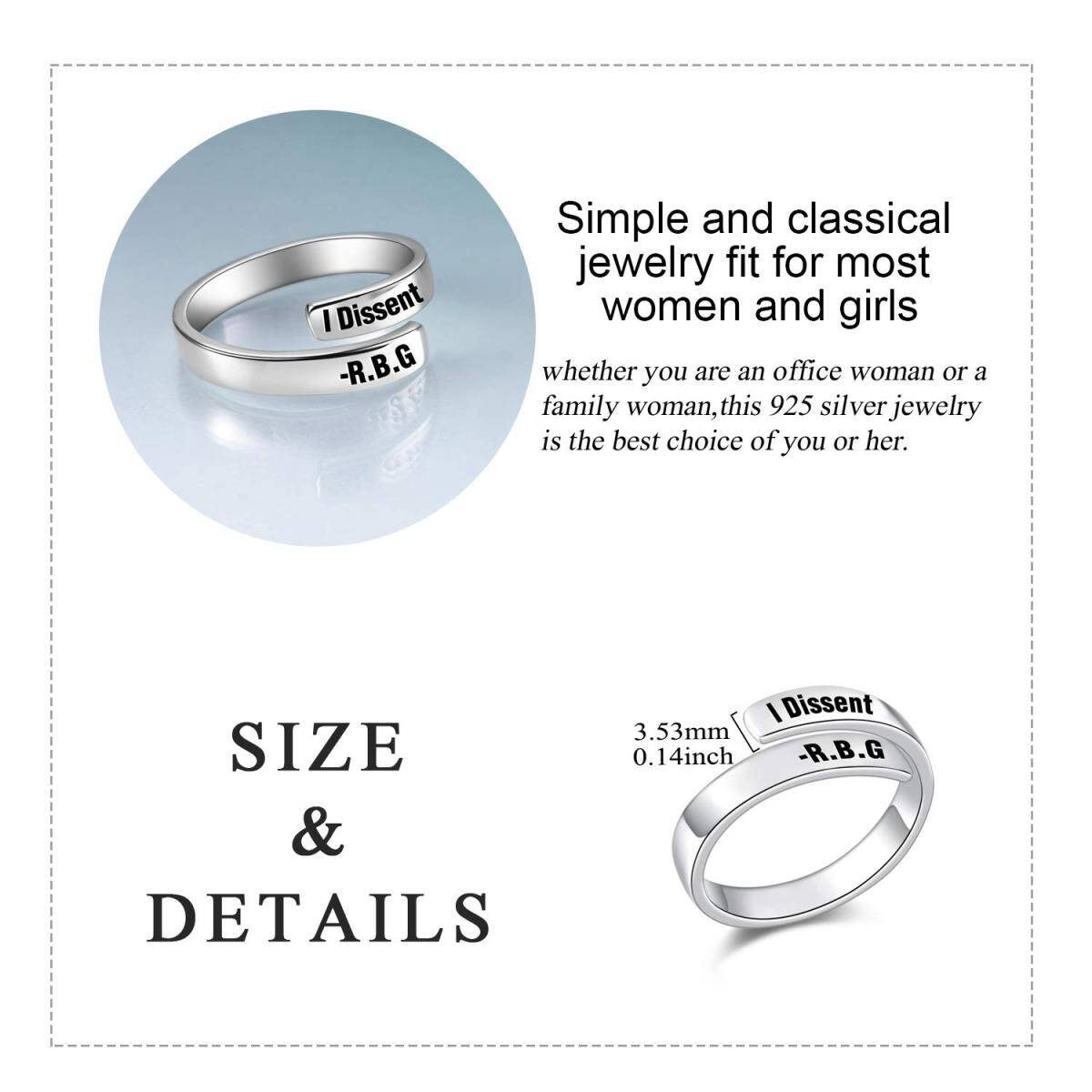 Sterling Silver Personalized Engraving Ring-6