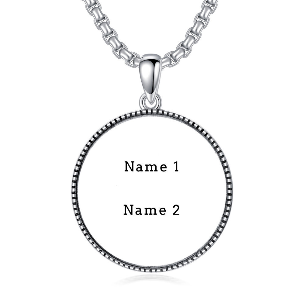 Sterling Zilveren Gepersonaliseerde Gravure Sint-Michaël Hanger Ketting met Gegraveerd Woord voor Mannen-2