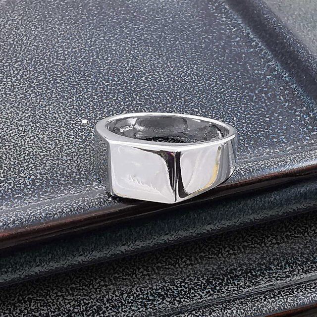 Bague chevalière en argent sterling avec gravure personnalisée pour hommes-5