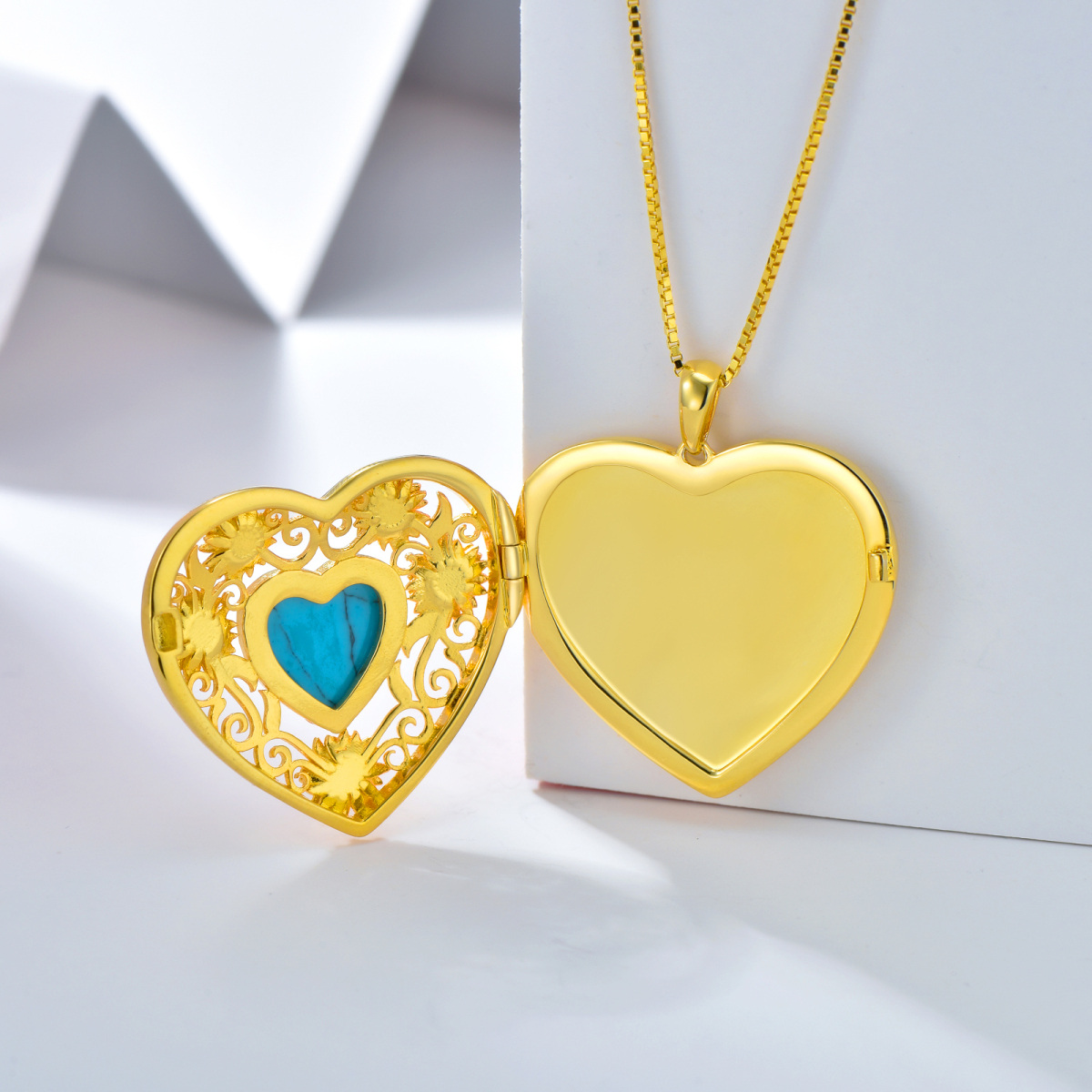 Incisione personalizzata in argento sterling Girasole e cuore Collana personalizzata con m-3