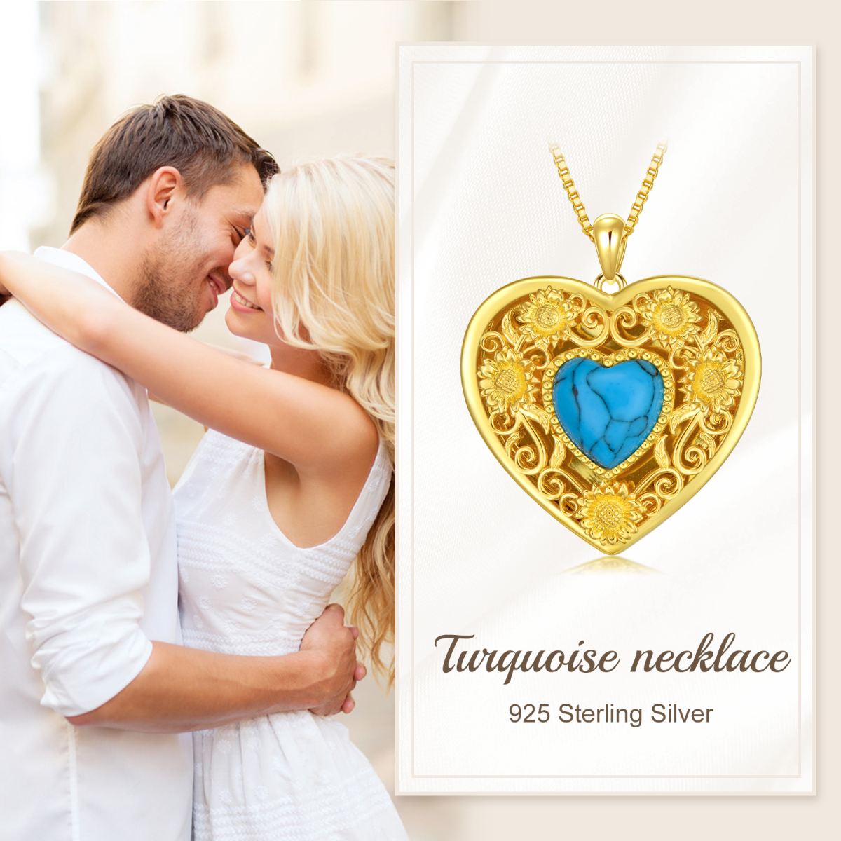 Incisione personalizzata in argento sterling Girasole e cuore Collana personalizzata con m-6