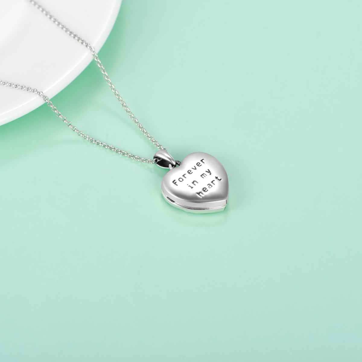 Collana con medaglione con foto personalizzata in argento sterling 925 con cuore e cavallo da donna-5