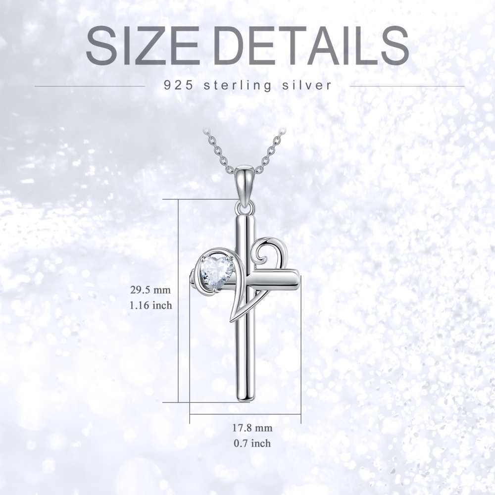 Sterling Silver Cubic Zirconia Cross Pendant Necklace-6
