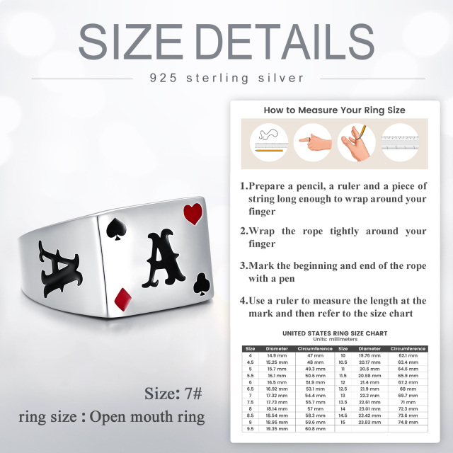 Sterling zilveren gepersonaliseerde eerste letter open ring voor mannen-6