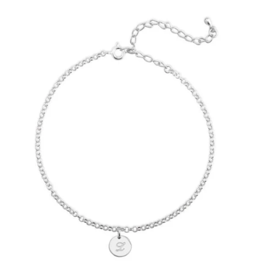 Sterling Silver Personalized Initial Letter Charm Bracelet for Women